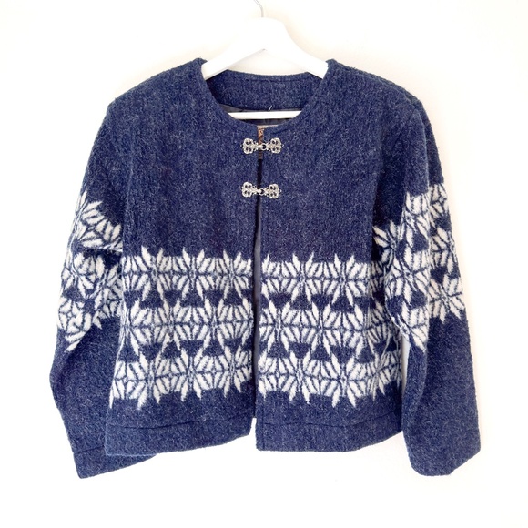 Vintage COUNTY CLOTHING CO. Sweater Jacket from 1998 Fair Isle Blue Size M - Picture 1 of 11